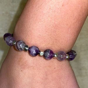 Purple and silver beaded bracelet